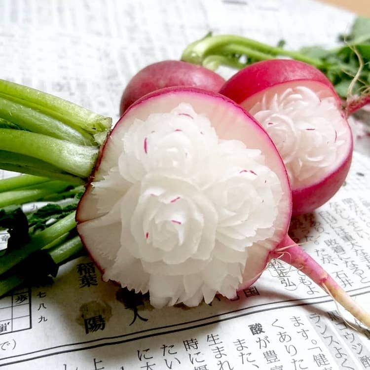 Sculpture de légumes par l'artiste culinaire Gaku