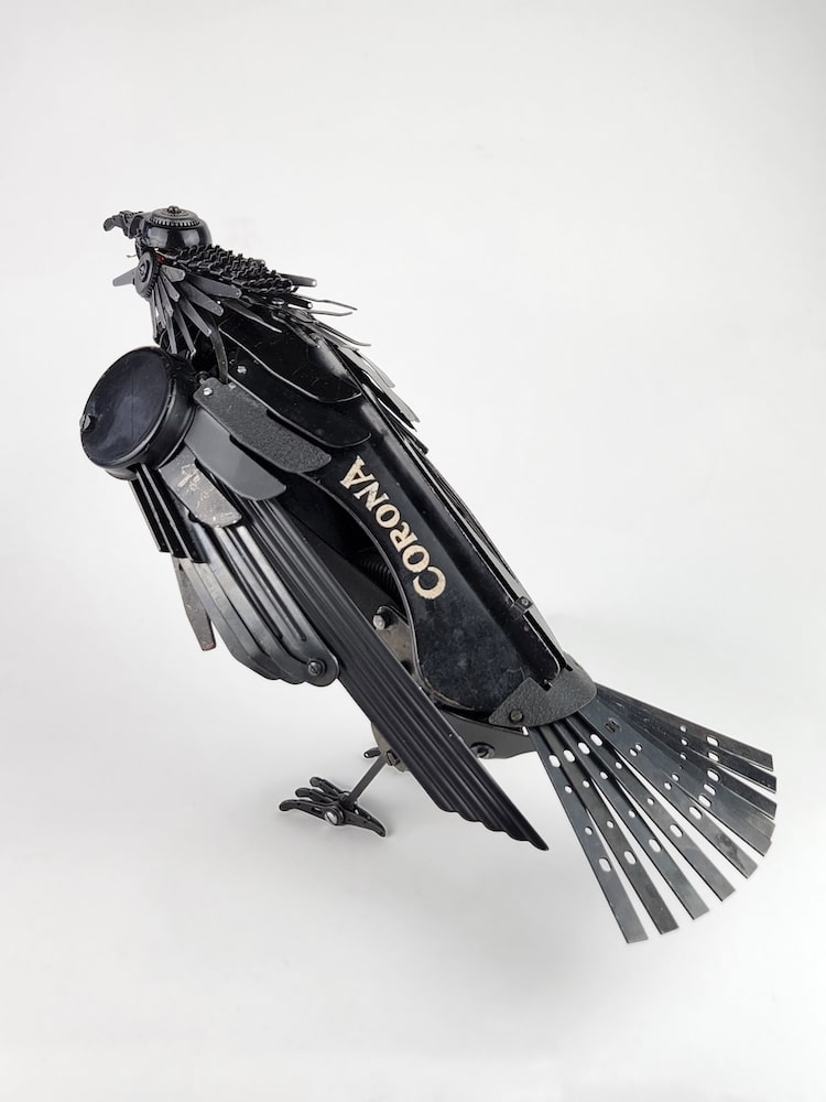 Bird Sculpture Created from Typewriter Parts