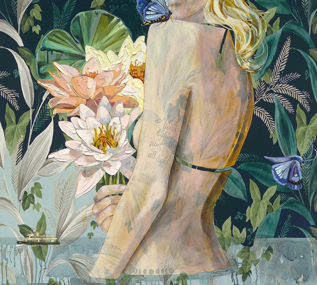 Peinture portrait fleurs par Jessica Watts