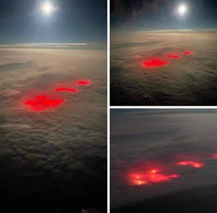 Red Clouds Over the Atlantic Ocean